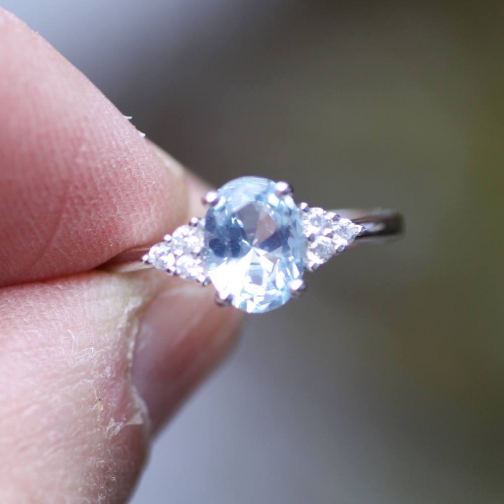 New Aquamarine Ring Sterling Silver 925 , March birthstone , Promise Ring - Picture 2 of 6